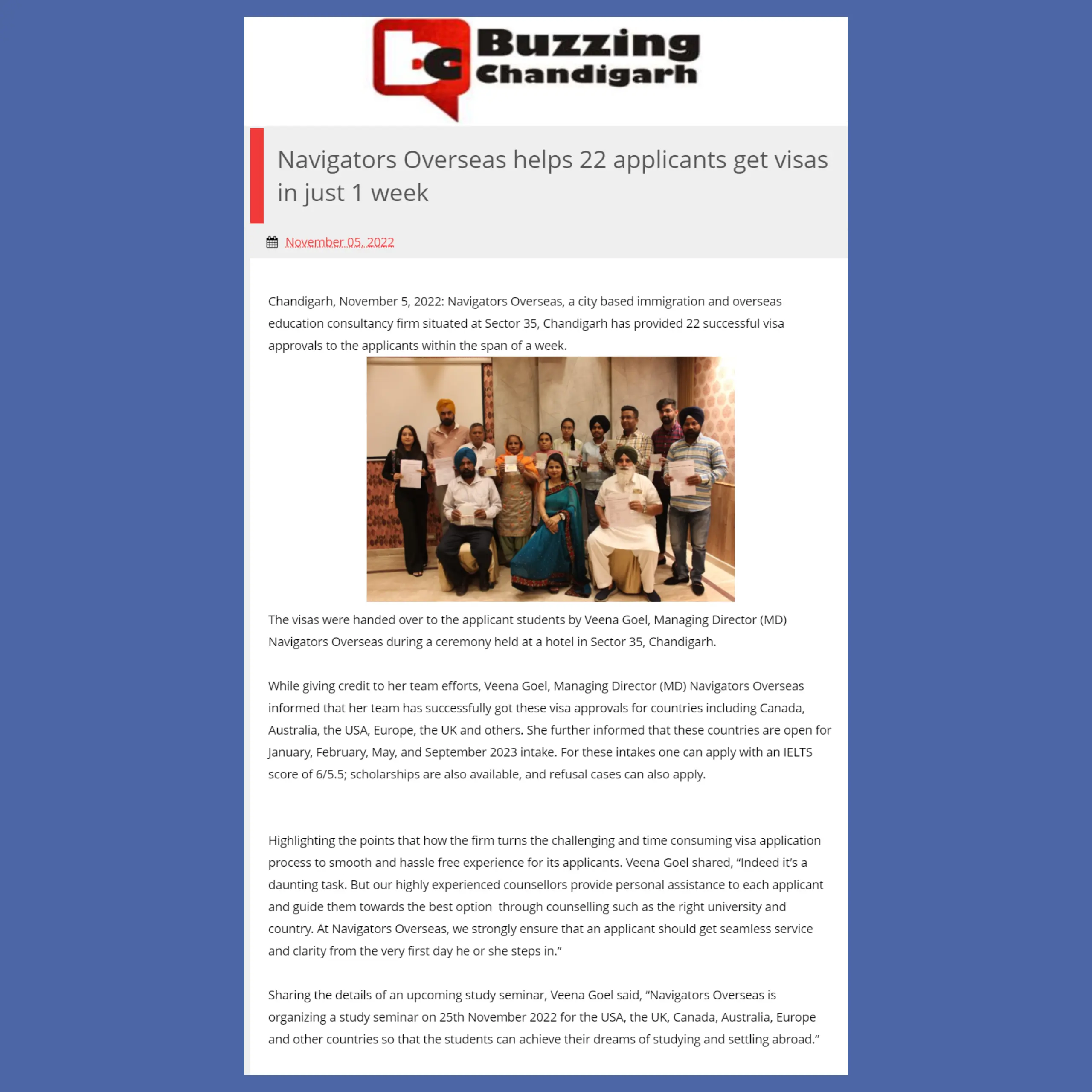 Navigators Overseas: Making Waves in Chandigarh